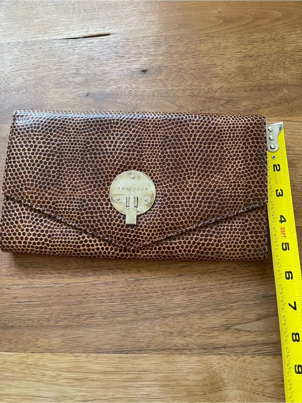 Smythson of the Bond Street snake Textured Leather Envelope travel Clutch wallet - Picture 3 of 16